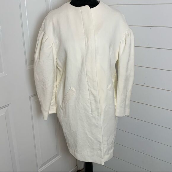 ZARA 100% cotton cream Peacoat balloon sleeves size M minimalist quiet luxury - Picture 12 of 12